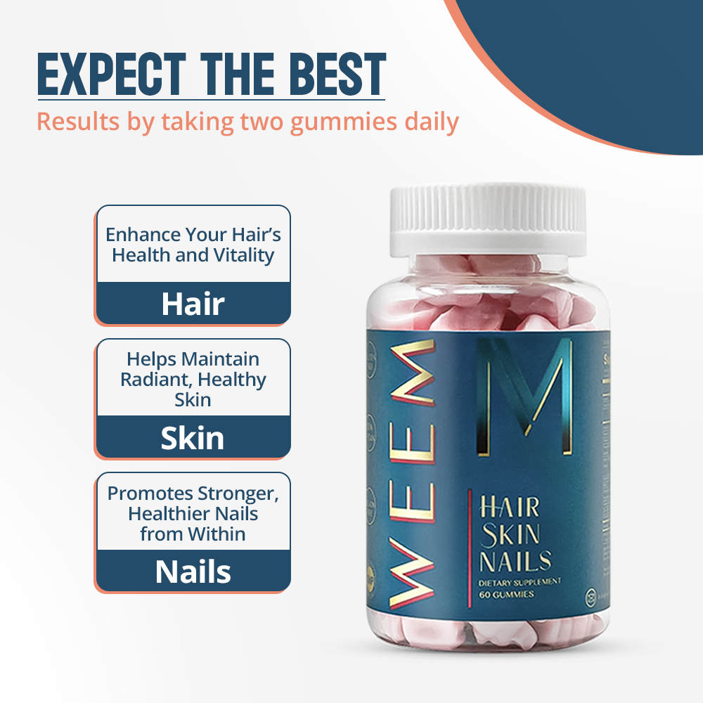 WEEM Hair, Skin, and Nails Gummies | Biotin & Vitamins for Beauty – Pack of 1 - Image 4
