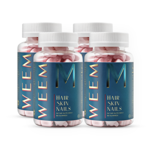 WEEM Hair, Skin, and Nails Gummies | Biotin & Vitamins for Beauty – Pack of 4